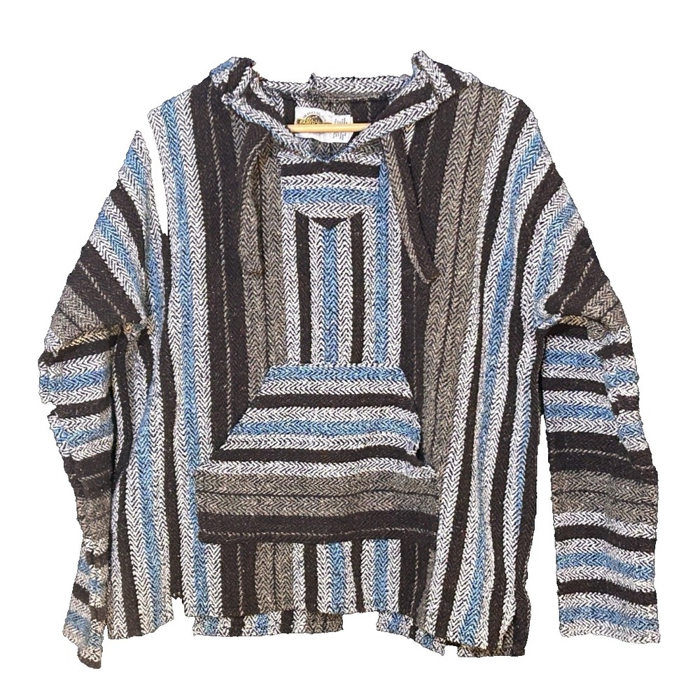 Earth Ragz Baja Hoodie Drug Rug Nuetral Browns & Blues Size XL